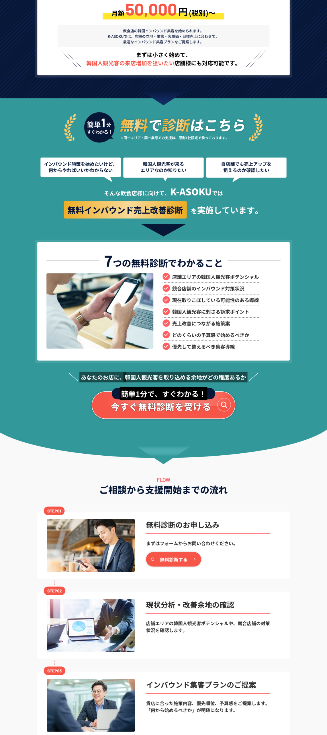 K-ASOKU様　飲食店向けLP制作④